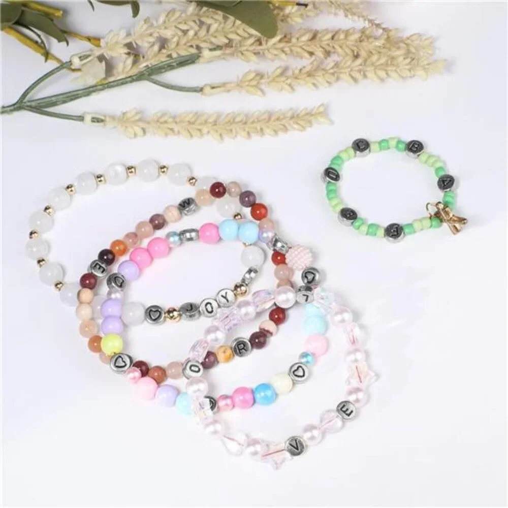 1000pcs Silver Letter Beads for Bracelets 4x7mm Black Alphabet A-Z Beads